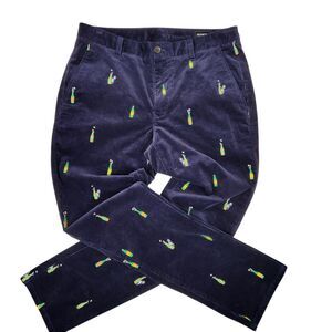 Bonobos Mens Blue Corduroy Woodpecker Champagne AOP Slim Fit Pants 31/32